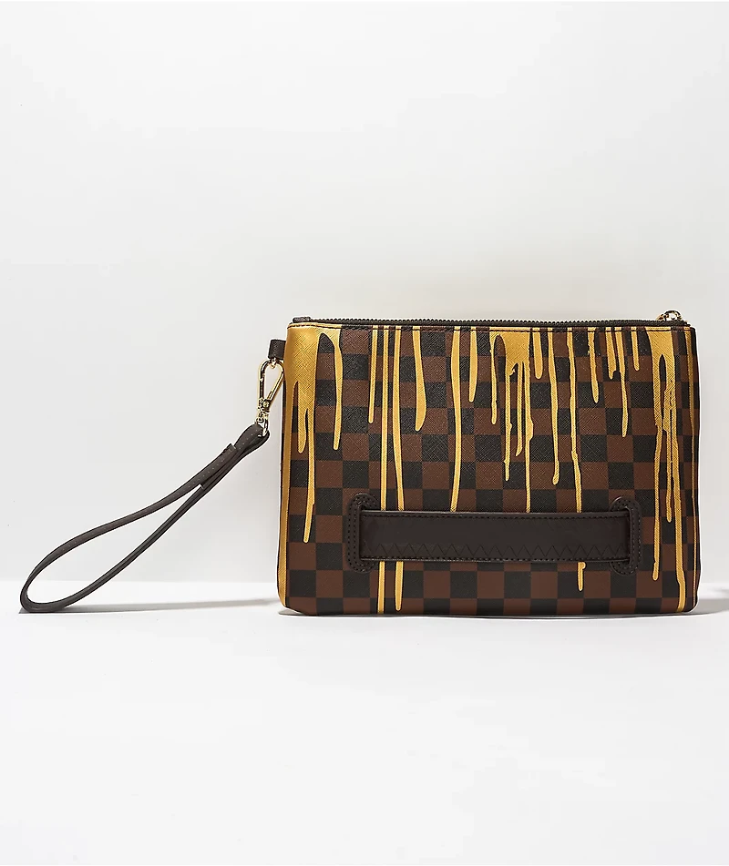 Sprayground Paris Paint Deluxe Brown Leather Toiletry Bag