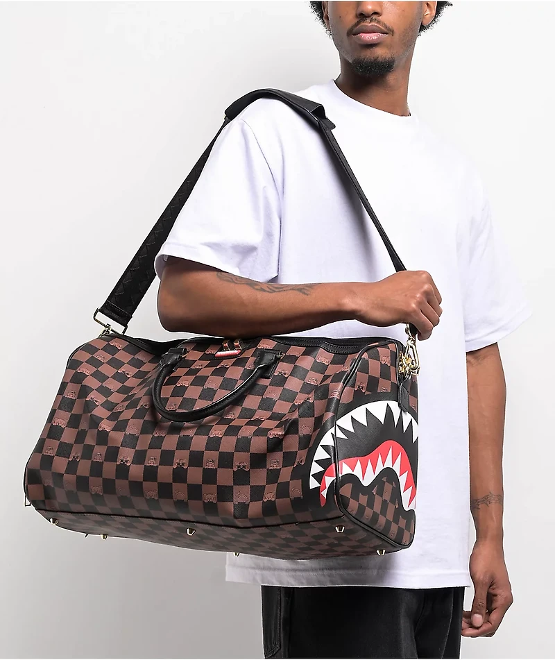 Sprayground Peeking Character Checker Duffle Bag