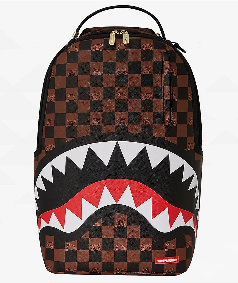 Sprayground Peeking Checker Brown Backpack