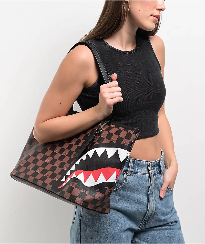 Sprayground Peeking Checker Tote Bag
