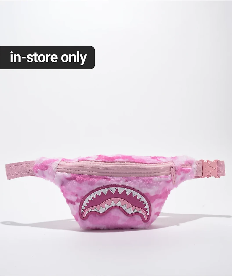 Sprayground Pink Camo Faux Fur Fanny Pack