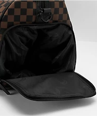 Sprayground Pink Drip Brown Checkered Duffle Bag
