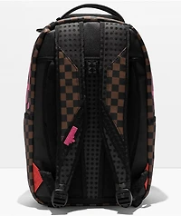 Sprayground Pink Drip DLX Brown Checkered Backpack