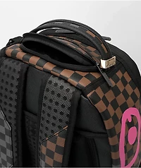 Sprayground Pink Drip DLX Brown Checkered Backpack