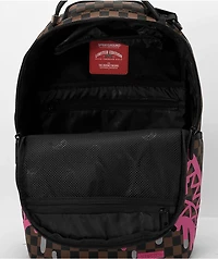Sprayground Pink Drip DLX Brown Checkered Backpack