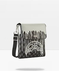 Sprayground Platinum Drips Black & Grey Checkered Messenger Bag