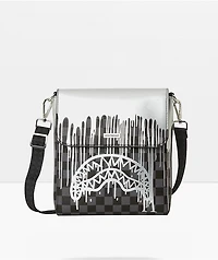Sprayground Platinum Drips Black & Grey Checkered Messenger Bag