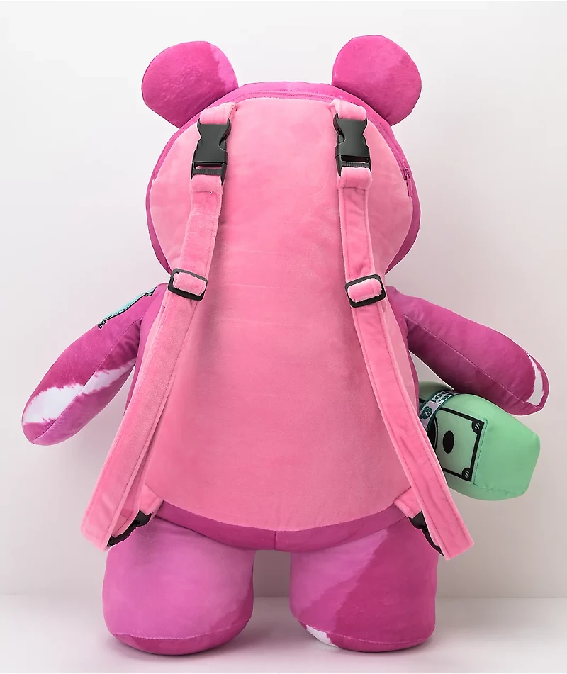 Sprayground Punk Money Bear Teddy Bear Pink Backpack