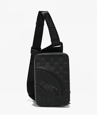 Sprayground Raised Check Black Hard Shell Sling Bag