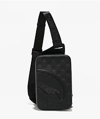 Sprayground Raised Check Black Hard Shell Sling Bag
