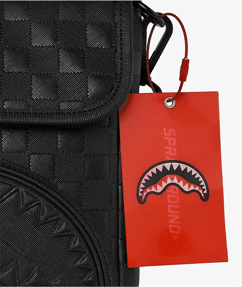 Sprayground Raised Check Black Messenger Bag