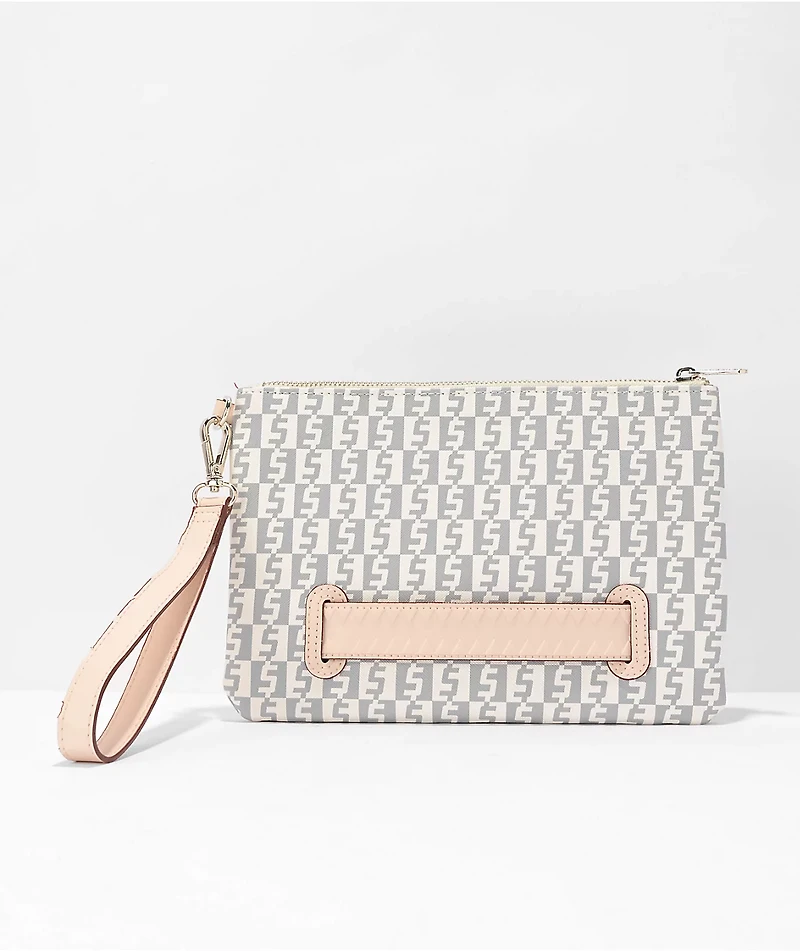 Sprayground Rose Money White & Grey Clutch Bag