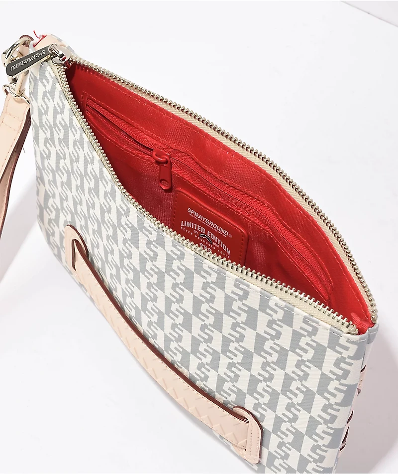 Sprayground Rose Money White & Grey Clutch Bag