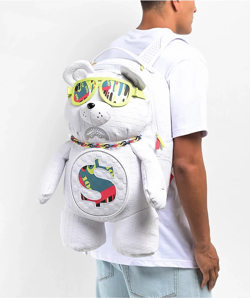 Sprayground Shark Trip Money Bear White Backpack