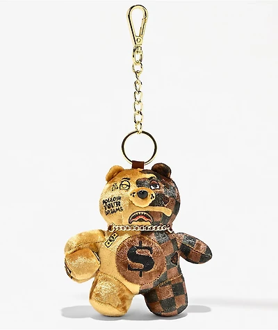 Sprayground Sip Gold Drip Bear Bag Charm