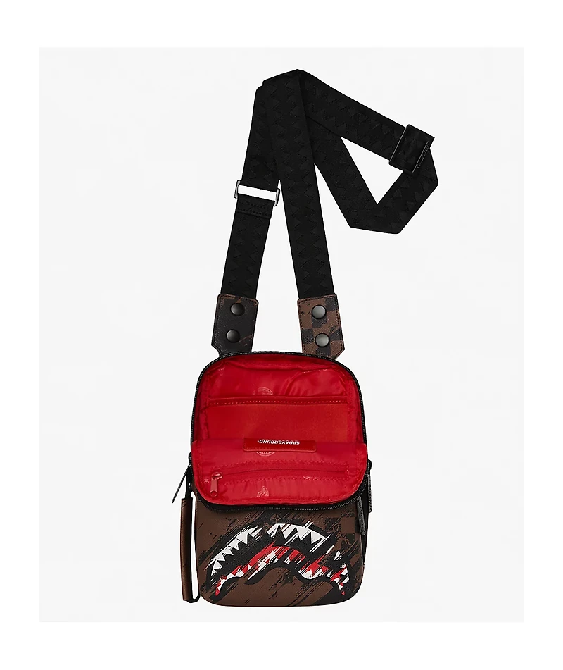 Sprayground Smeared Grunge Brown Crossbody Bag