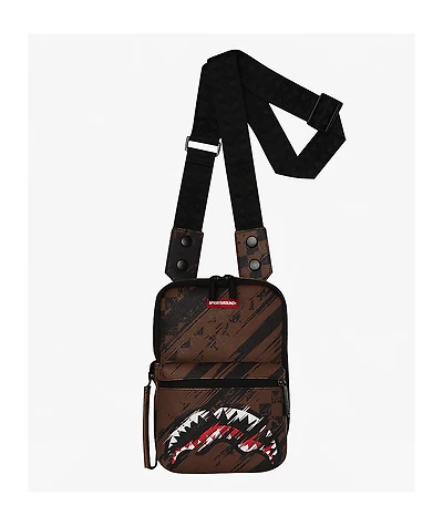 Sprayground Smeared Grunge Brown Crossbody Bag
