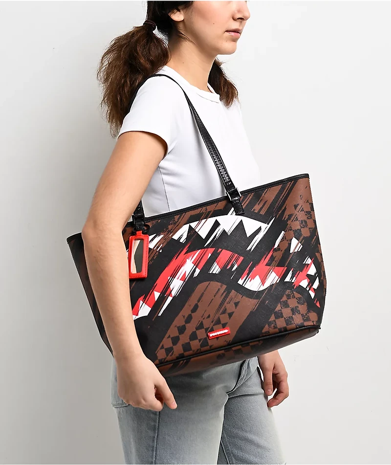 Sprayground Smeared Grunge Brown Tote Bag