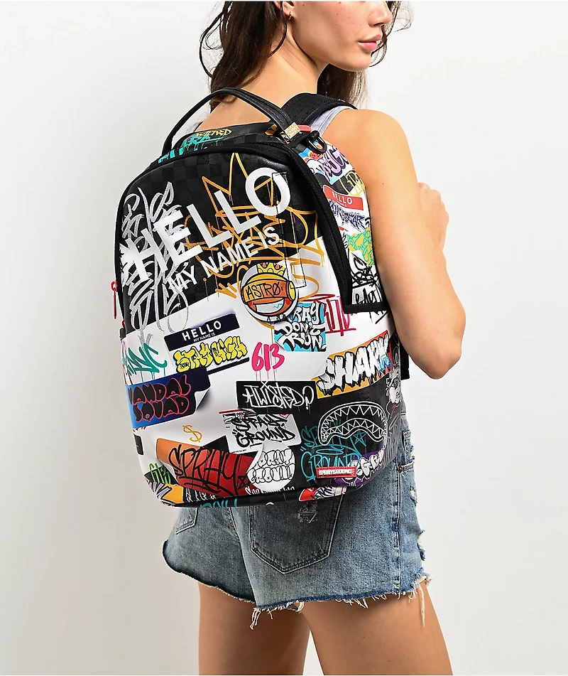 Sprayground Tagged Hello World V14 Backpack