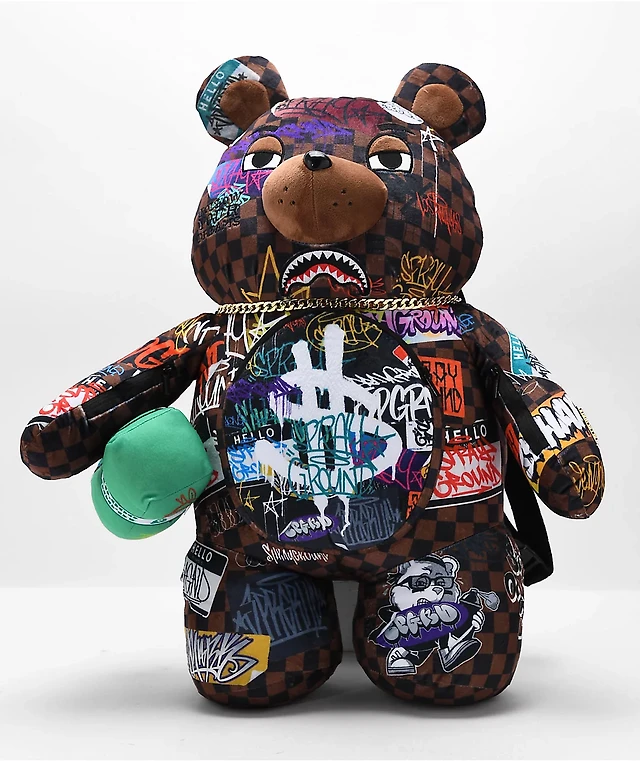 Sprayground Tagged Up Sharks In Paris Bear Backpack at Mall of