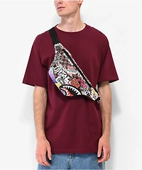 Sprayground Tagged Up Sharks In Paris Brown Checkered Fanny Pack