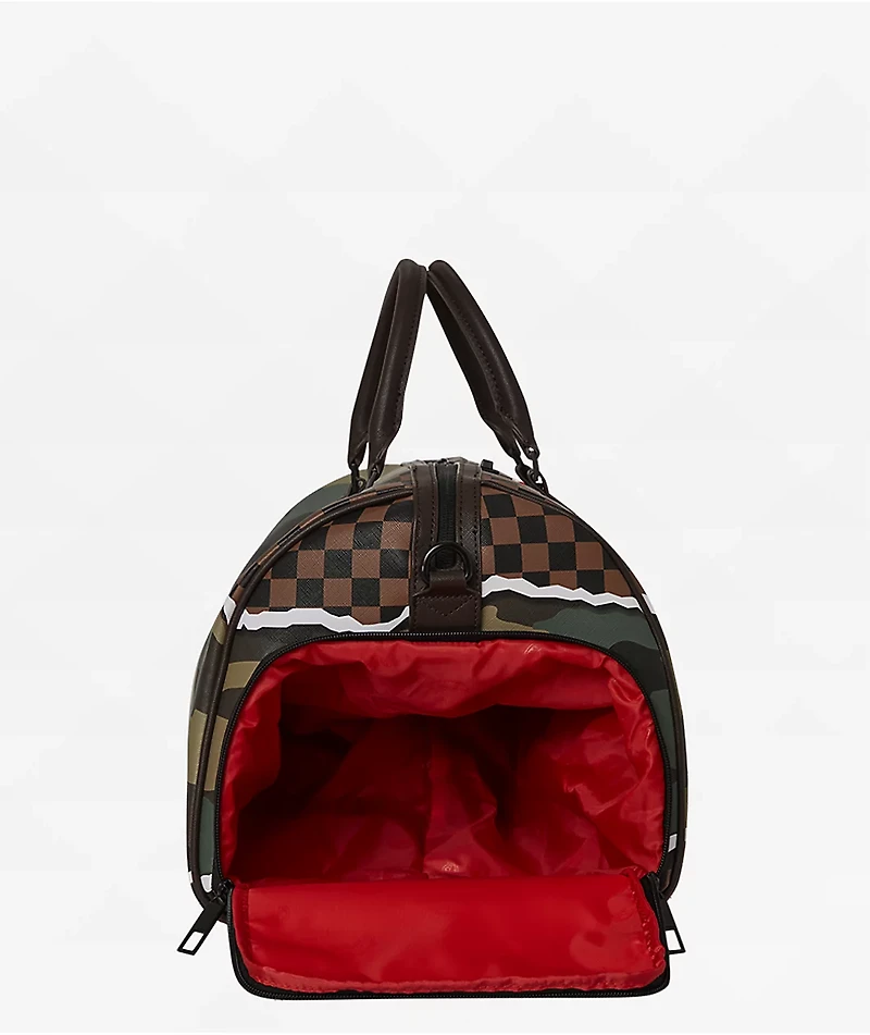 Sprayground Tear It Up Brown Checker Duffle Bag