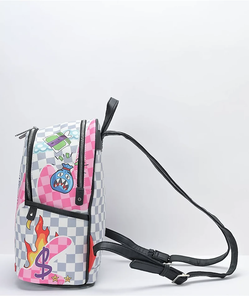 Sprayground Tokyo Bubble Grey & Pink Checkered Mini Backpack