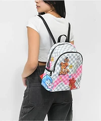 Sprayground Tokyo Bubble Grey & Pink Checkered Mini Backpack