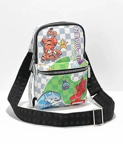 Sprayground Tokyo Bubble White & Grey Checkered Shoulder Bag