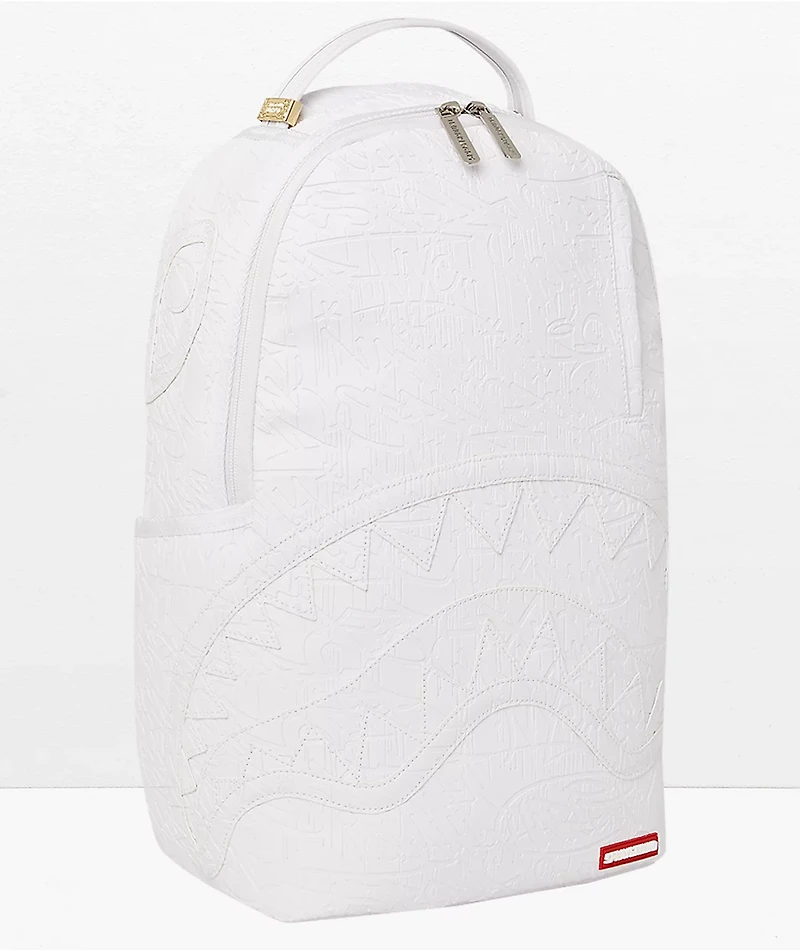 Sprayground White Scribble Debossed Backpack