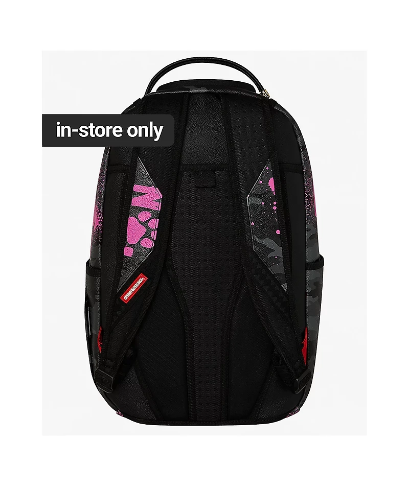 Sprayground X Peanuts Snoopy Pink Stencil Grey Camo Backpack