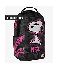 Sprayground X Peanuts Snoopy Pink Stencil Grey Camo Backpack