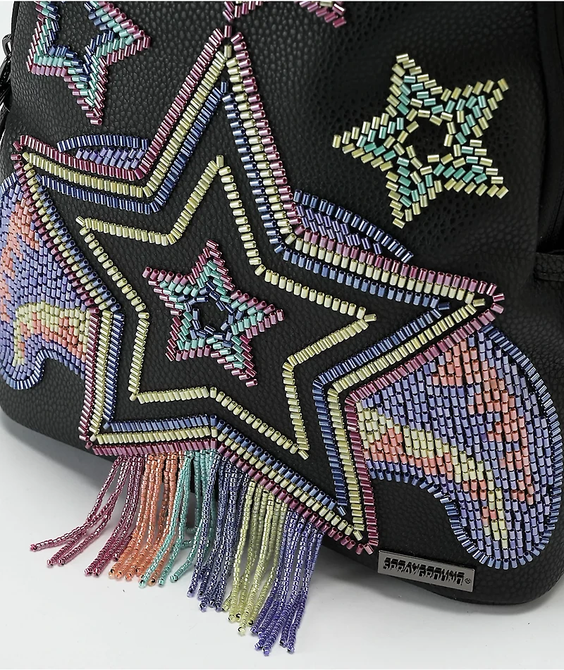 Sprayground x AI Beaded Shark Savage Black Mini Backpack