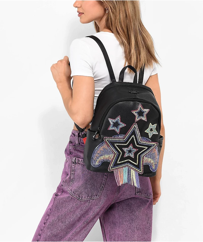 Sprayground x AI Beaded Shark Savage Black Mini Backpack