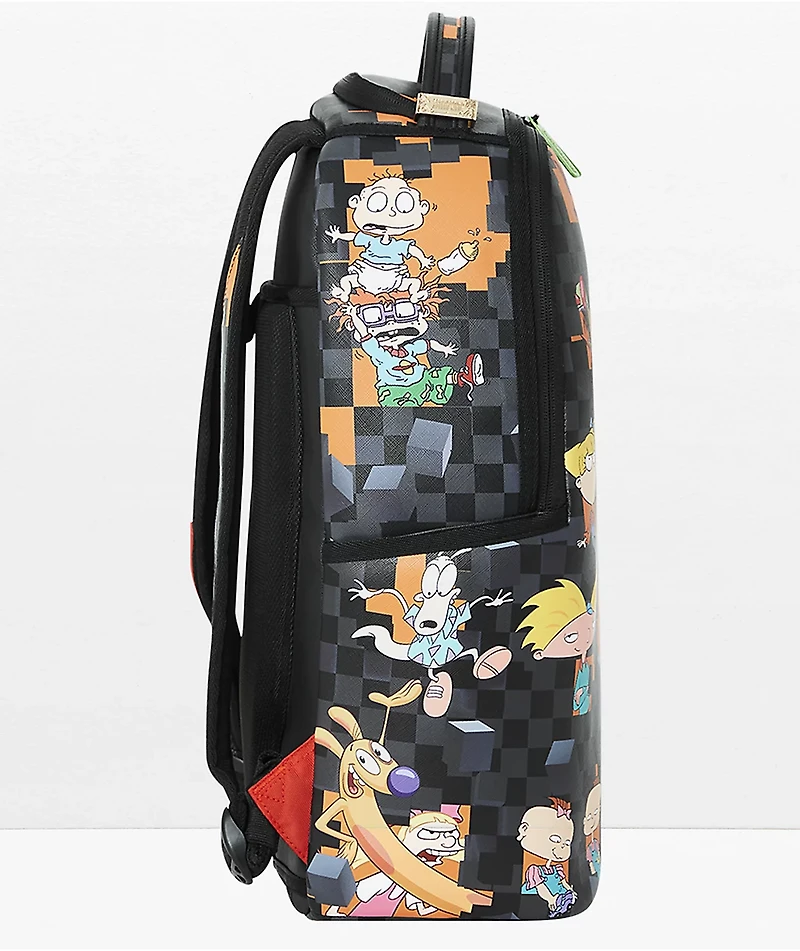 Sprayground x Nickelodeon Nicktoons Bust Through Black & Grey Checkered Backpack