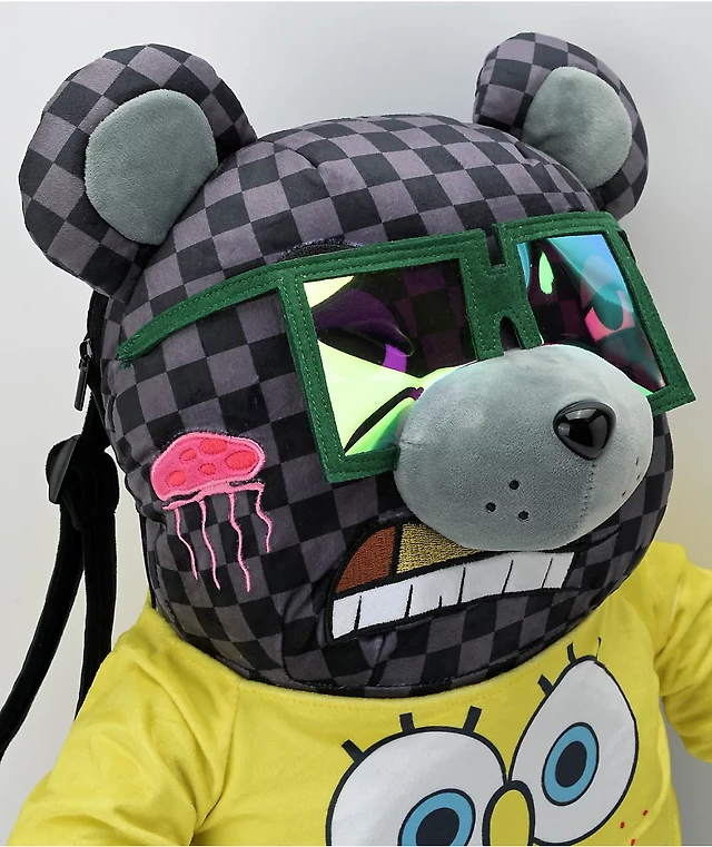 Sprayground x Spongebob Money Bear Teddy Bear Grey Checkered
