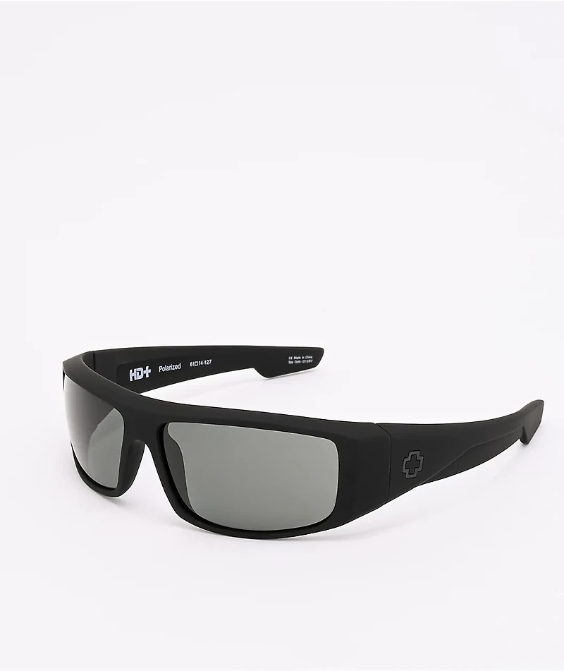 Spy Logan Matte Black & Grey Green Polarized Sunglasses