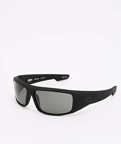 Spy Logan Matte Black & Grey Green Polarized Sunglasses