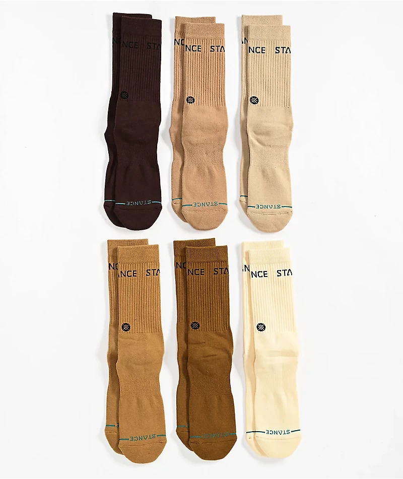 Stance Basic 6 Pack Natural Crew Socks