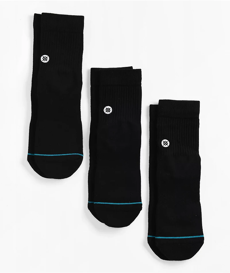 Stance Icon Black 3 Pack Ankle Socks