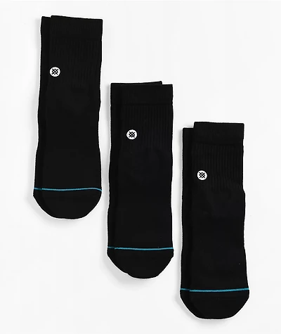 Stance Icon Black 3 Pack Ankle Socks