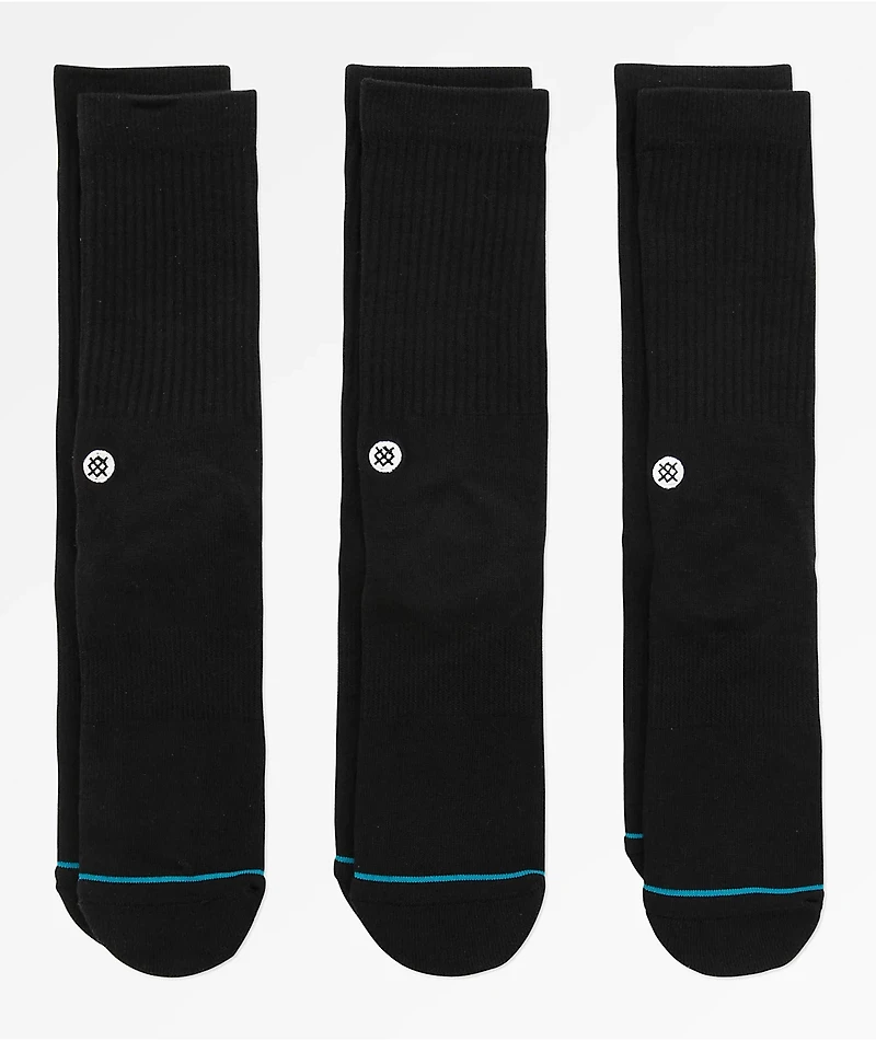 Stance Icon Black 3 Pack Crew Socks