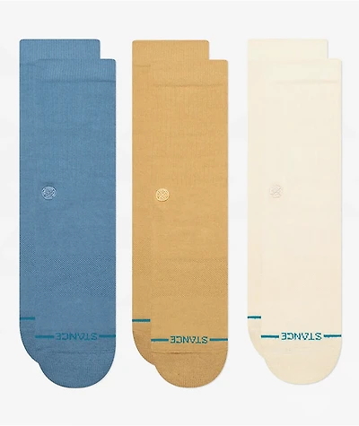 Stance Icon Seasonal Natural, Tan & Turquoise 3 Pack Crew Socks