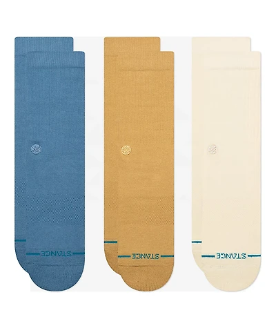 Stance Icon Seasonal Natural, Tan & Turquoise 3 Pack Crew Socks
