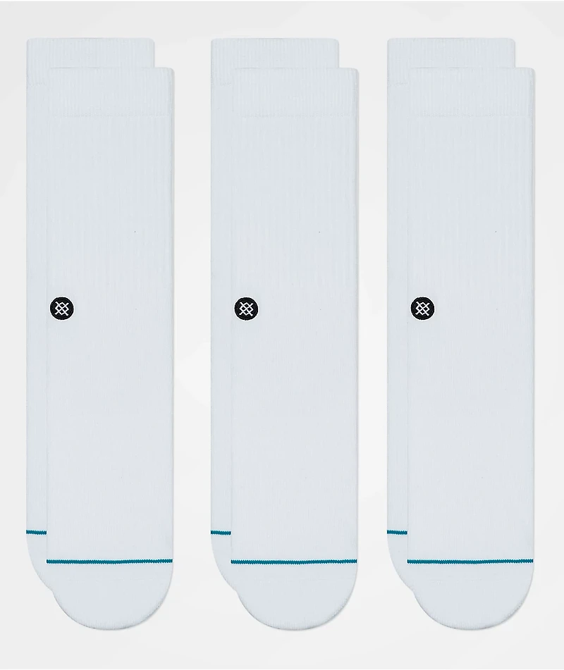 Stance Icon White 3 Pack Crew Socks