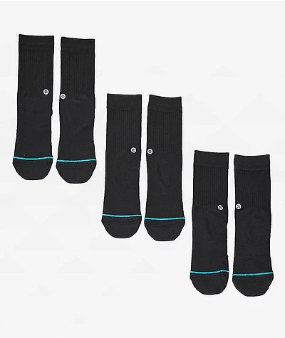 Stance Kids Icon Black 3 Pack Crew Socks