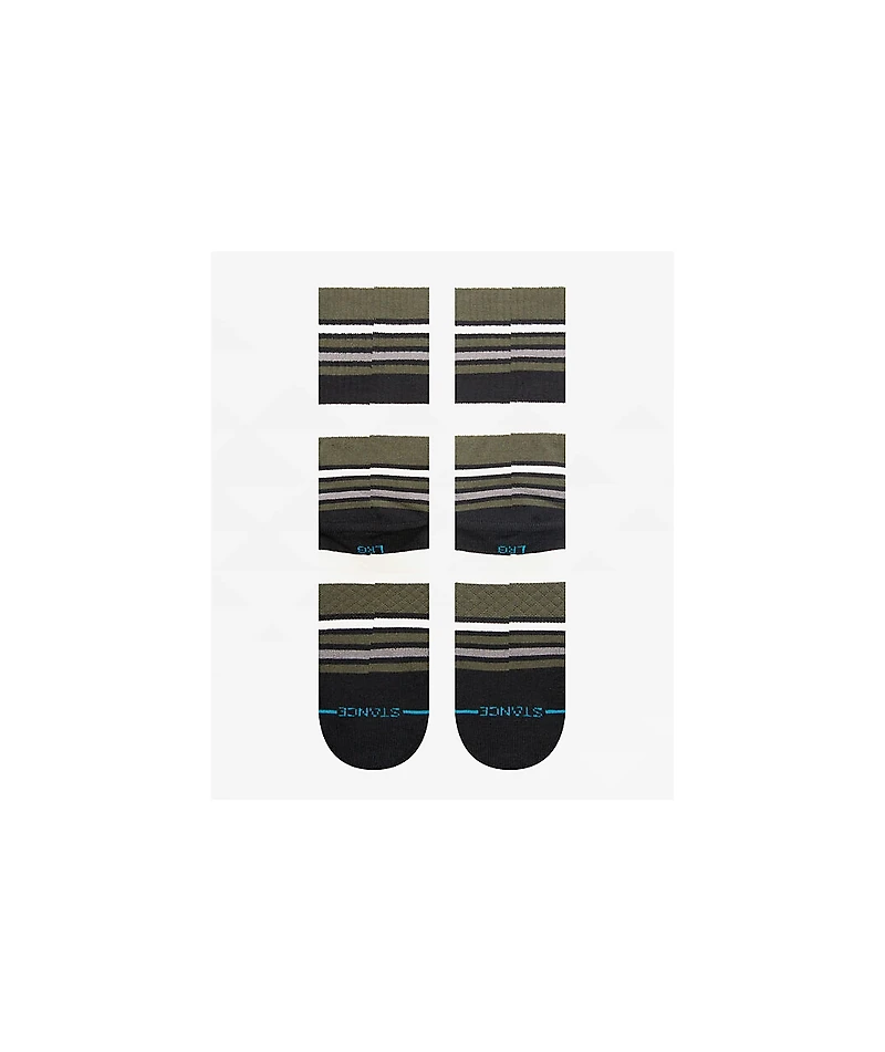 Stance Mossy Green & Black Stripe Crew Socks