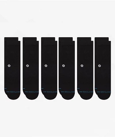 Stance Origin 6 Pack Black Crew Socks