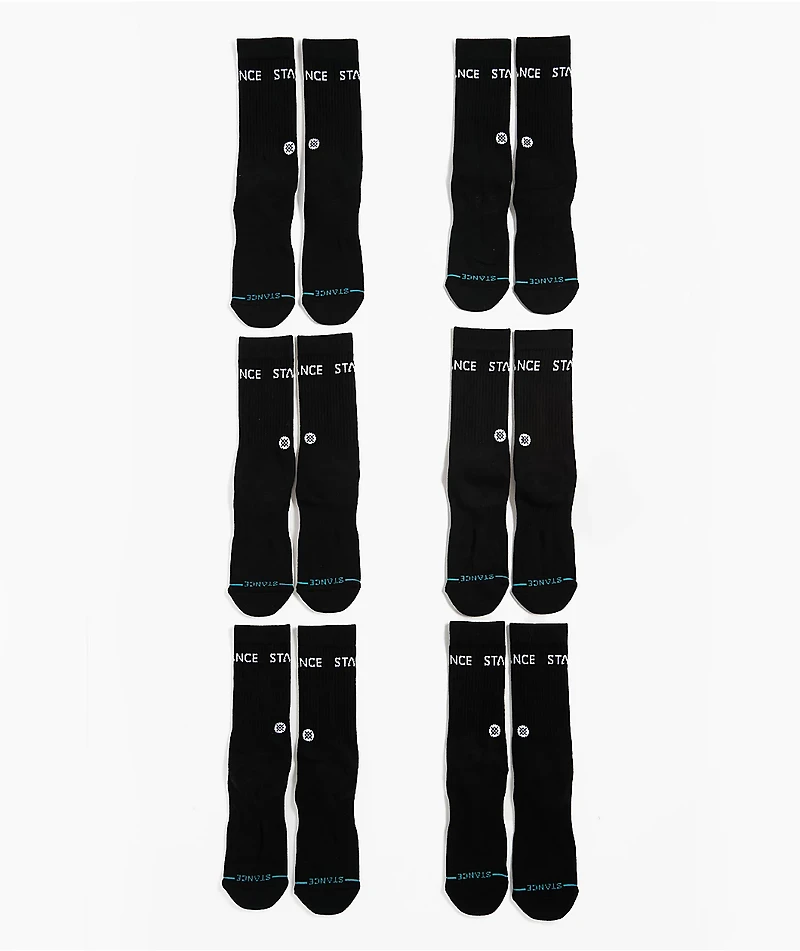 Stance Origin 6 Pack Black Crew Socks