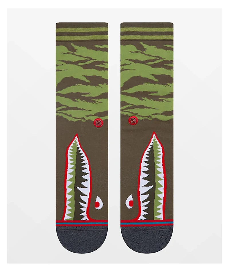 Stance Warbird Shark Olive Camo Crew Socks